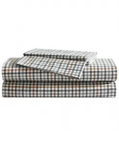 Комплект постельного белья из 100% хлопкового перкаля с принтом, размер Queen Eddie Bauer, бежевый