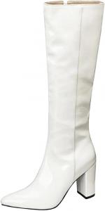 Женские элегантные высокие сапоги до колена с молнией, ботильоны на осень и зиму, модная обувь Generic, White