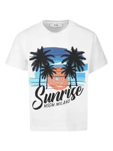 Футболка с принтом MSGM Kids, белый