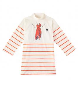 Хлопковое платье с деталью-шарфом Mini Rodini, Offwhite