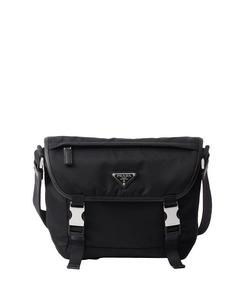 Плечевая сумка из переработанного нейлона и кожи Saffiano Prada, черный