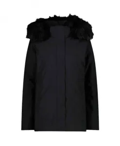 Куртка из софтшелла с капюшоном из искусственного меха. Cmp, черный