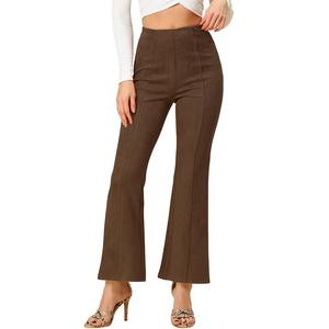 Женские однотонные расклешенные трикотажные расклешенные брюки со скрытой боковой молнией из искусственной замши ALLEGRA K, цвет Dark Brown