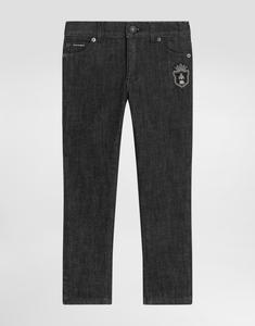 Джинсы с пятью карманами и вышивкой DOLCE & GABBANA, мультиколор