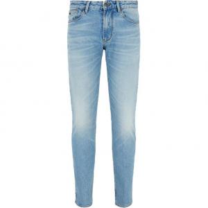 Джинсы J06 Slim Fit в стирке Rinse с эффектом растяжки и грязевой обработкой EMPORIO ARMANI, светло-голубые