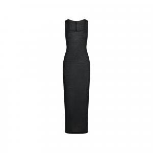 SS25 Sheer Cotton Rib длинное платье без рукавов женское Skims, серый