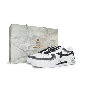 XTEP Air Force One нескользящие амортизирующие низкие скейтерские кроссовки унисекс белый черный - белый черный, цвет White Black