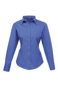 Поплиновая блузка с длинным рукавом. Простая рабочая рубашка. Premier, синий