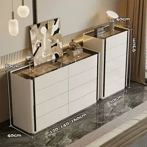 Yu Senyi Комод 70х160 см для спальни из массива дерева с подсветкой, 5 и 8 ящиков, цвет warm white