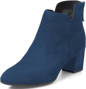 Женские закрытые ботинки Chelsea YDN с круглым носком, низким широким каблуком, зимние рабочие ботильоны, Blue