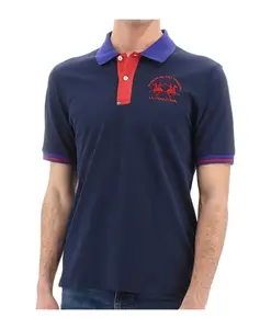 Рубашка-Поло с короткими рукавами и пуговицами. La Martina, синий