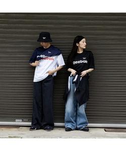 Футболка с принтом в клетку и крестом Reebok, темно-синий