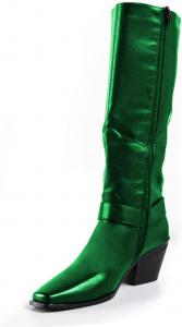 Женские сапоги YDN с квадратным мысом, широким каблуком, широкой голенью, сапоги до колена, с боковой молнией, пряжкой, в ковбойском стиле, для западной вечеринки, модная обувь, размеры 37-48, Grün