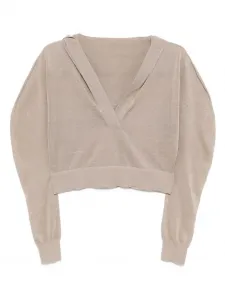 Укороченное трикотажное худи Alaïa, нейтральный
