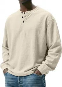 DuDubaby мужская рубашка Casual Henley Stretch Pullover Regular Fit