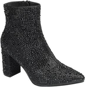 Женские ботильоны ABSOLEX с заостренным носком, стразами и средним каблуком, Schwarz