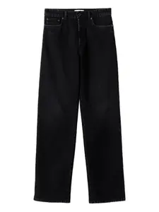 Джинсы с эффектом стирки и контрастной строчкой Miu Miu, черный