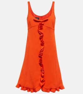 Мини-платье из крепа с оборками Giambattista Valli, Bright Red