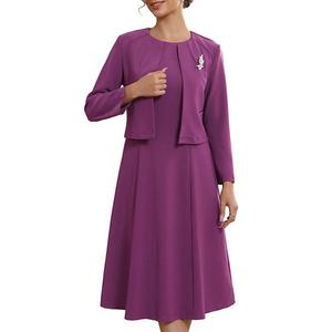 Женский костюм для гостей на свадьбе: платье без рукавов и укороченный блейзер Inspire Chic, Dark Purple