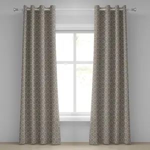 Шторы на люверсах ABAKUHAUS серо-коричневого цвета, простой художественный узор в форме колец, шероховатая композиция с мазками кисти в винтажном стиле, декоративные двухпанельные шторы, 280 см x 260 см, серо-белый Abakuhaus