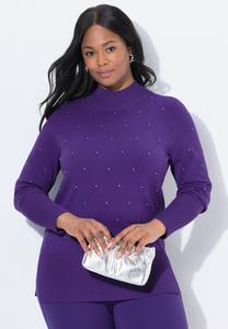 Джемпер Ulla Popken DECORATIVE GROMMET LONG SLEEVE, Dark Purple/Purple