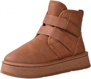 Женские ботильоны противоскользящие зимние уличные ботильоны с удобной шерстяной подкладкой, круглым носком, снежные ботинки, удобные короткие сапожки Generic, Brown