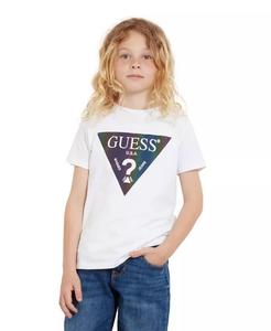 Футболка с переливающимся логотипом Big Boys с короткими рукавами Guess, белый