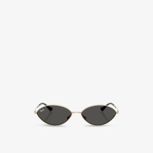 Солнцезащитные очки Ray-Ban Kai овальные с металлической оправой, золотой