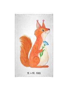 Mr. & Mrs. Panda Полотенце с изображением белки и цветов, без надписи, белого цвета