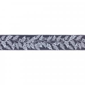 Лента праздничная Melrose International Holly Leaf с узором, 2 штуки, синий / белый