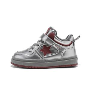 Износостойкие и водонепроницаемые детские кроссовки для скейтбординга средней высоты BIG WASP, серебряный/красный