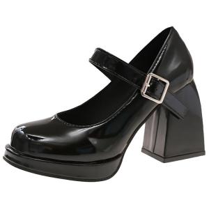 WUJI Туфли Мэри Джейн на массивном каблуке, женские, черные