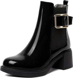 Женские ботильоны MODENCOCO с округлым носком, платформой, эластичные, повседневные, осенне-зимние, модные, с массивным низким каблуком, высота каблука 5 см, Black