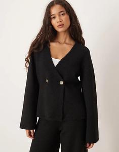 Вязаный кардиган YAS с длинными рукавами черного цвета