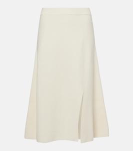 Риб-вязаная шерстяная и кашемировая миди-юбка Moncler, белый