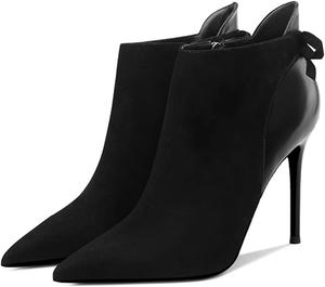 Женские ботильоны YDN с заостренным носком, на высоком каблуке-стилет, с боковой молнией и бантиком, туфли для платья и официального наряда, размеры 4-15 US, Black