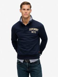 Винтажный хлопковый свитшот в стиле хенли Superdry, Lauren Navy
