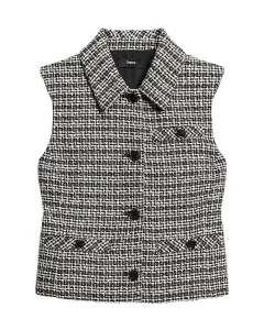 Полосатый твидовый жилет Theory, серый