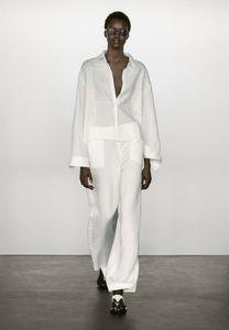 Блуза Massimo Dutti GARMENT WITH EMBROIDERED DETAIL, White