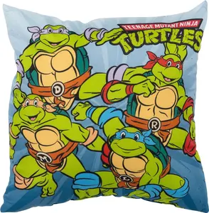 Подушка "Черепашки-ниндзя" - плюшевая декоративная подушка, подушка под голову, подушка на сиденье, синяя, 40 x 40 см United Labels