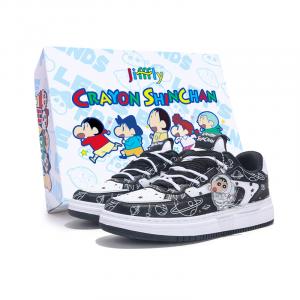 Jifffly Кроссовки Crayon Shinchan X Skateboard Unisex низкие белые космический черный коллаборация, цвет Space Black (Collaboration)