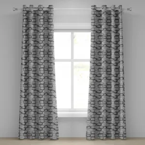 Абстрактная штора на люверсах ABAKUHAUS, рисунок на каменной стене, рисунок в виде мультфильма, деревенская архитектура, декоративные двухпанельные шторы, 280 см x 175 см, серо-светло-серый Abakuhaus