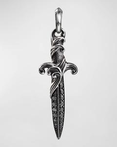 Мужской серебряный кулон Waves Dagger с черными бриллиантами, 43,8 мм David Yurman, цвет Silver
