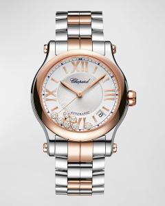 Часы Happy Sport с бриллиантами, 36 мм, ремешок-браслет, двухцветные Chopard