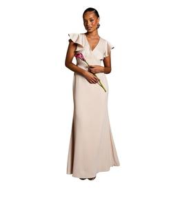 Укороченное длинное платье подружки невесты с V-образным вырезом Coast, Champagne