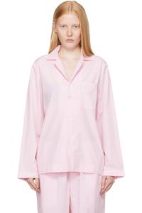 Поплиновая пижамная рубашка с длинными рукавами Tekla, розовый