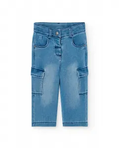 Ковбойские джинсы для малыша с резинкой и карманами карго Boboli, синий