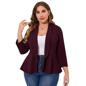 Повседневный блейзер Plus size для женщин, открытый, легкий, для офиса Clearflower, Dark Purple