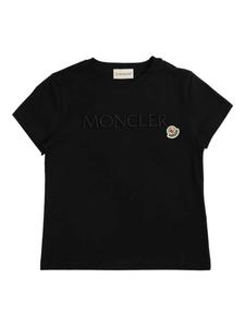 Футболка из хлопка с нашивкой-логотипом Moncler Enfant, черный