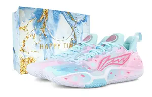 Мужские баскетбольные кроссовки Li Ning Speed 9 с противоскользящей подошвой и функцией отскока., синий розовый